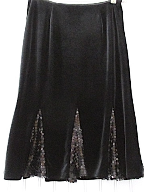 Jackie Jon Dresses & Skirts - Black Velvet Trumpet Skirt with Sequined Inserts, Size 8